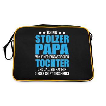 Stolzer Papa Fantastischen Tochter Geschenk Papa - Retro Tasche - Schwarz/Gold - Hinten