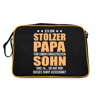 Stolzer Papa Fantastischen Sohn Geschenk Papa - Retro Tasche - Schwarz/Gold - Hinten