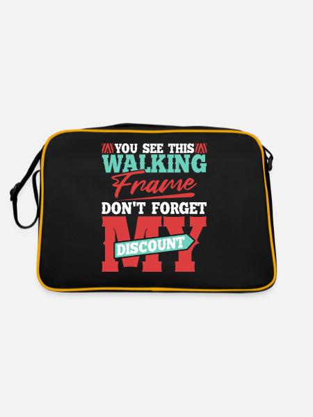 Rentner Rente Witzig Dont Forget My Discount - Retro Tasche - Schwarz/Gold - Hinten