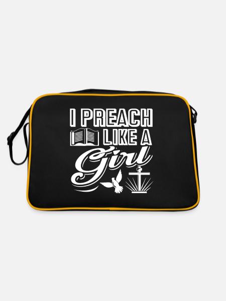 Pastor Pastor I Preach Like A Girl - Retro Bag - black/gold - Back
