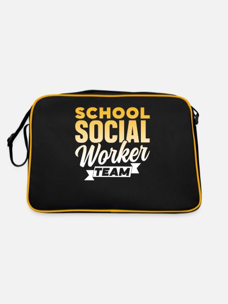 Équipe de travailleurs sociaux en milieu scolaire École de travail social - Sac Retro - noir/or - Dos