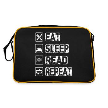 Eat Sleep Read Repeat - Retro Tasche - Schwarz/Gold - Hinten