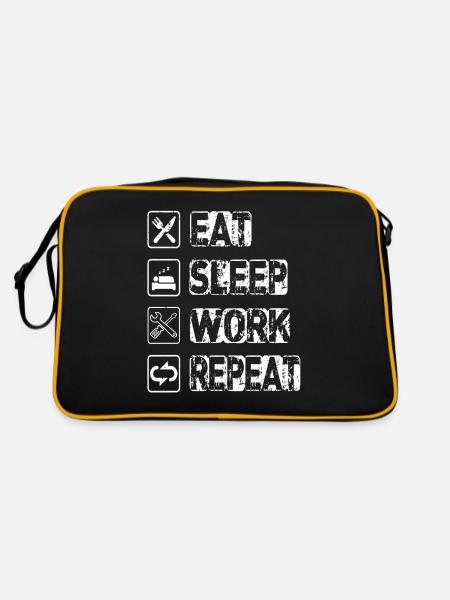 Manger Dormir Travail Répéter - Sac Retro - noir/or - Dos