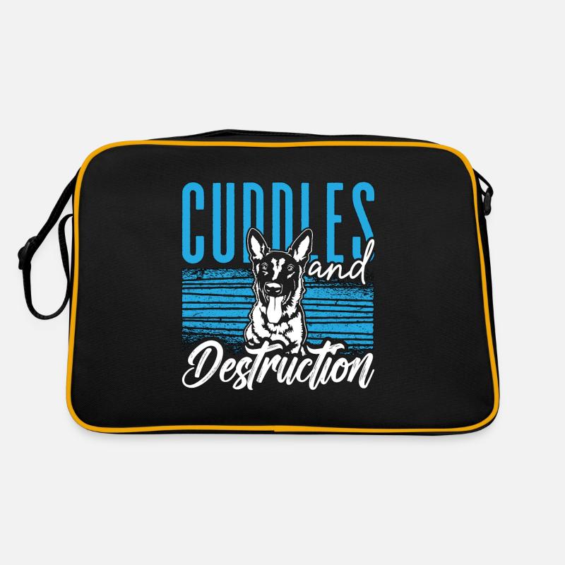 Belgian Malinois Cuddles & Destruction Working Dog Retro Tasche