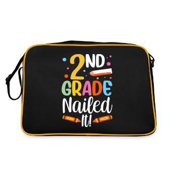 Second Grade Bull's Eye Second Grader Teacher - Retro Bag - black/gold - Back