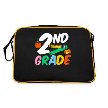 Second Grade Second Grader Teacher Student School - Retro Bag - black/gold - Back