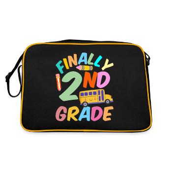 Finally Second Grade Teacher School Second Grader - Retro Bag - black/gold - Back