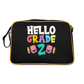 Hello Grade 2 School Second Grader Second Grade - Retro Bag - black/gold - Back