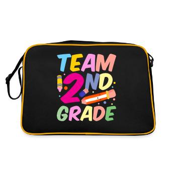 Team Second Grade Teacher Second Grader School - Retro Bag - black/gold - Back