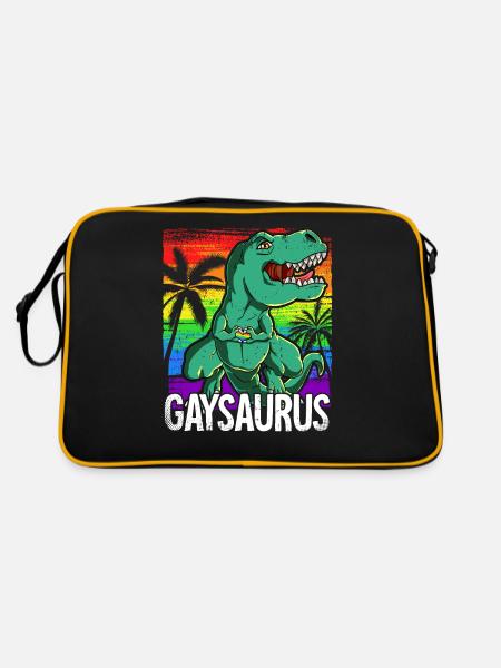 Pride LGBTQ Gaysaurus Kostüm Pride Month - Retro Tasche - Schwarz/Gold - Hinten