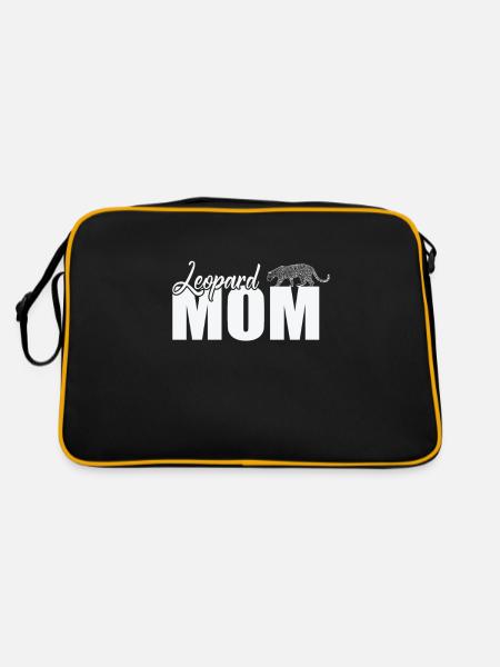 Leopard Mom Big Cat Africa - Retro Bag - black/gold - Back