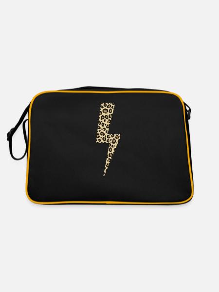 Leopard Lightning Big Cat Africa - Retro Bag - black/gold - Back