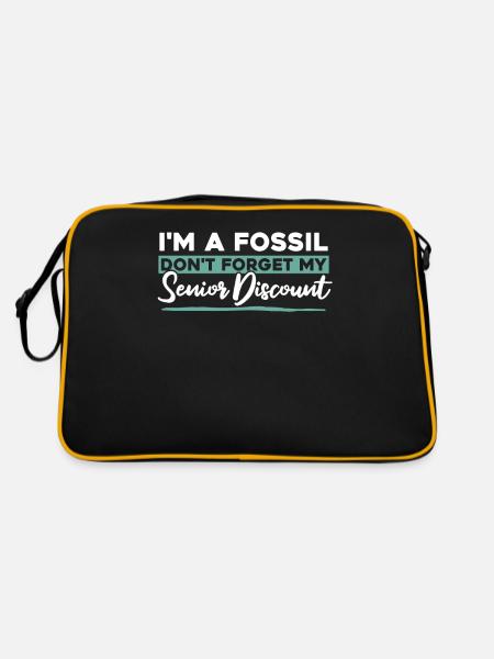 Rentner Rente Fossil - Retro Tasche - Schwarz/Gold - Hinten