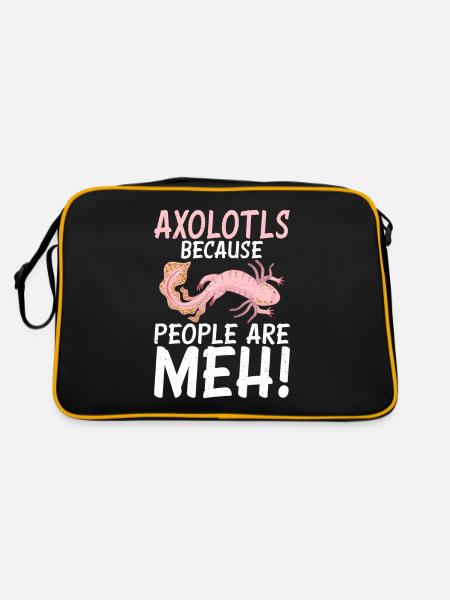 Axolotl Liebhaber Geschenke - Retro Tasche - Schwarz/Gold - Hinten