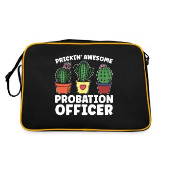 Probation Officer Prickin' Awesome Parole Officer - Retro Tasche - Schwarz/Gold - Hinten