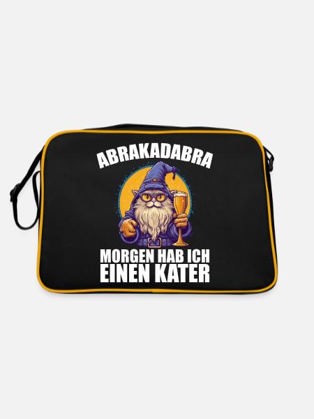 Abrakadabra Morgen Hab Ich Einen Kater Mallorca - Retro Tasche - Schwarz/Gold - Hinten