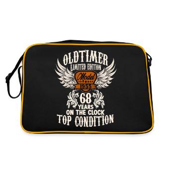 1955 year 68 years classic car birthday rocker - Retro Tasche - Schwarz/Gold - Hinten