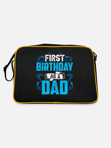 First Birthday As Daddy Pregnant Sayings Humor - Retro Bag - black/gold - Back