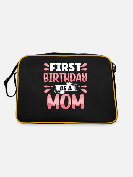 First Birthday As a Mother Sayings Pregnant - Retro Bag - black/gold - Back