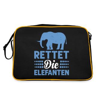 Rettet Die Elefanten Tierschutz Verein - Retro Tasche - Schwarz/Gold - Hinten