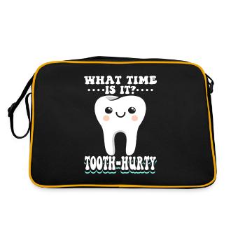 Wie spät ist es? Zahnschmerzen - Retro Tasche - Schwarz/Gold - Hinten