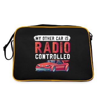 RC Auto Hobby Spruch Ferngestuertes Auto - Retro Tasche - Schwarz/Gold - Hinten