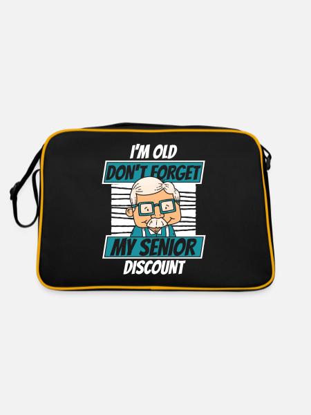 Rentner Rente Senior - Retro Tasche - Schwarz/Gold - Hinten