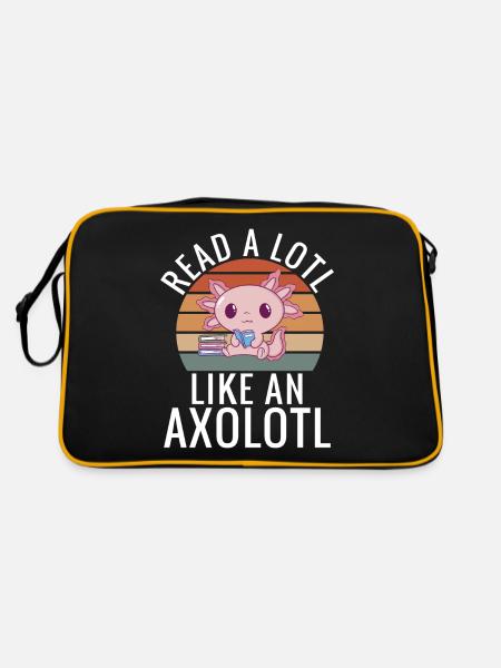 Axolotl Liebhaber Geschenke - Retro Tasche - Schwarz/Gold - Hinten