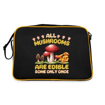 Pilzsammler Pilz Motiv für Pilzsucher - Retro Tasche - Schwarz/Gold - Hinten