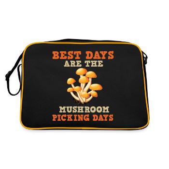 Pilzsammler Pilz Motiv für Pilzsucher - Retro Tasche - Schwarz/Gold - Hinten