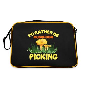 Pilzsammler Pilz Motiv für Pilzsucher - Retro Tasche - Schwarz/Gold - Hinten