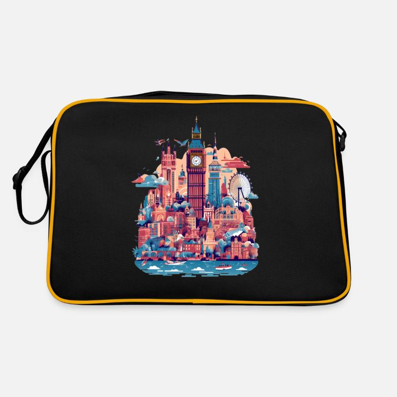 London - Retro Tasche - Schwarz/Gold