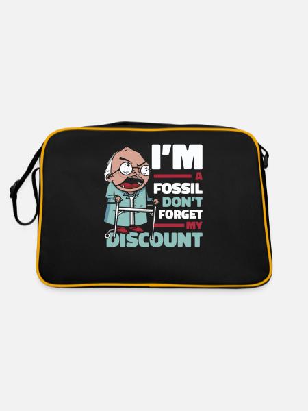 Pensioner Pension Humor Don't Forget My Discount - Retro Bag - black/gold - Back