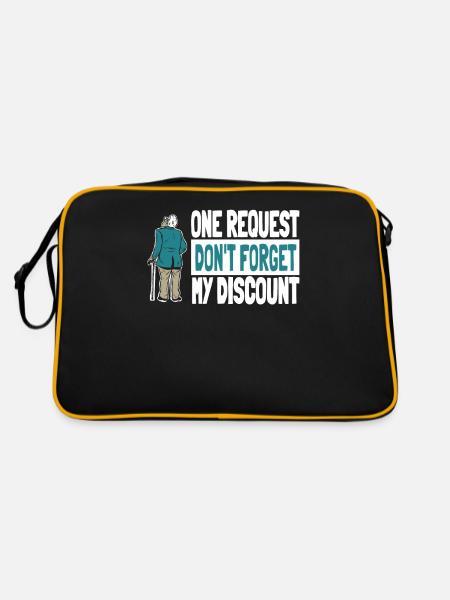 Rentner Rente Witzig Dont Forget My Discount - Retro Tasche - Schwarz/Gold - Hinten