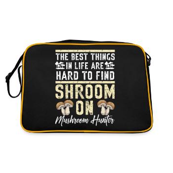 Pilzsammler Pilz Motiv für Pilzsucher - Retro Tasche - Schwarz/Gold - Hinten
