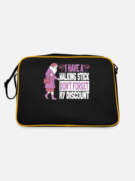 Rentner Rente Lustig Dont Forget My Discount - Retro Tasche - Schwarz/Gold - Hinten