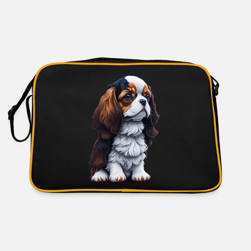 Cavalier King Charles Spaniel Hund Welpe Retro Tasche
