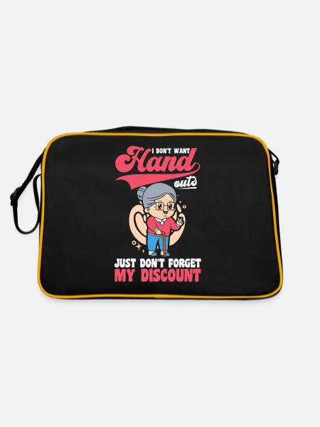 Rentner Rente Witzig Dont Forget My Discount - Retro Tasche - Schwarz/Gold - Hinten