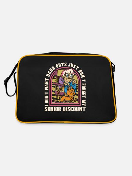 Rentner Rente Lustig - Retro Tasche - Schwarz/Gold - Hinten