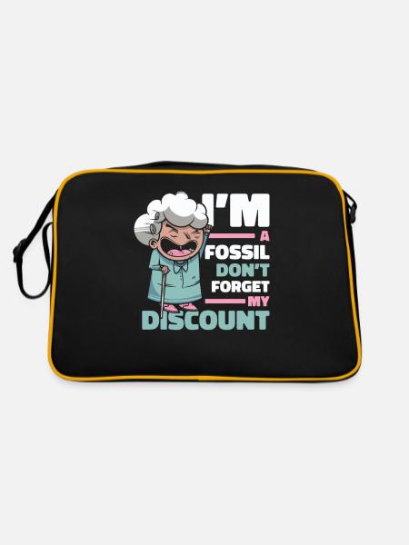 Pensioner Pension Humor - Retro Bag - black/gold - Back