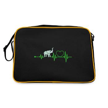 Elefant Herzschlag Tarö Rüssel Grünes Herz - Retro Tasche - Schwarz/Gold - Hinten