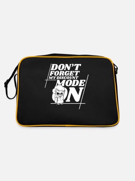 Rentner Rente Lustig Dont Forget My Discount - Retro Tasche - Schwarz/Gold - Hinten