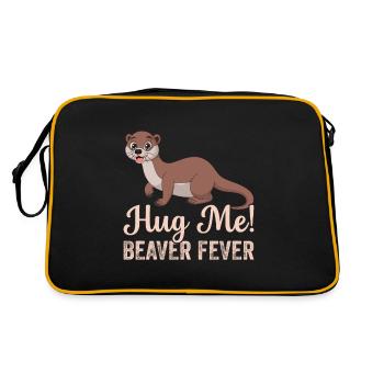 Hug Me Beaver Fever Rodent Saying - Retro Bag - black/gold - Back