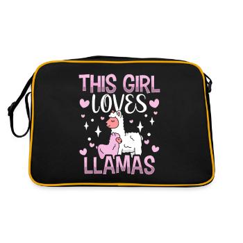Cette fille aime l’animal du lama Llama Lama - Sac Retro - noir/or - Dos