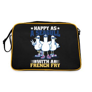 Happy As A Seagull With A French Fry - Retro Bag - black/gold - Back