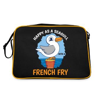Happy As A Seagull With A French Fry 3 - Retro Bag - black/gold - Back