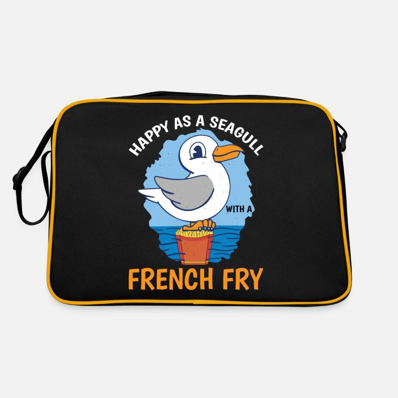 Heureux comme une mouette avec une frite 3 Sac Retro