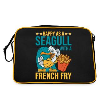 Happy As A Seagull With A French Fry 2 - Retro Bag - black/gold - Back