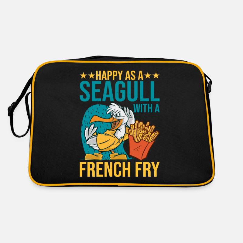 Heureux comme une mouette avec une frite 2 Sac Retro