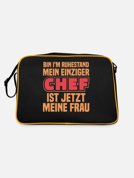 Rentner Rente Im Ruhestand Bin Im Ruhestand - Retro Tasche - Schwarz/Gold - Hinten